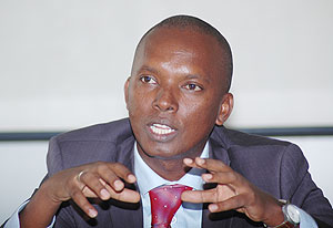 Yves Muyange addressing the press.