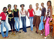 Some of the beauty contestants pose for a group  photo.