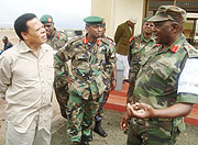 EAC Secretary General Juma Mwapachu together with some of the senior regional military officers. Middle is Rwandau2019s Brig Gen. Norbert Kalimba (Photo G. Muramila)