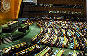 Adressing the UN General Assembly, New York.