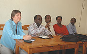 IT'S OURS:  Rwanda Journalistsu2019 Association president Gaspard Safari (2nd left) stresses a point during the meeting yesterday as other officials look on. (Photo/ F .Goodman)