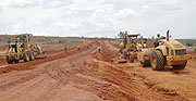 Road construction works at the Kigali Free Trade Zone (Photo G. Majyambere)