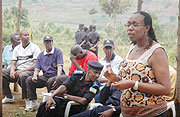 The mayor of Gasabo Nyinawagaga Claudina talking to residents of Mbandazi