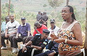 The mayor of Gasabo Nyinawagaga Claudina talking to residents of Mbandazi