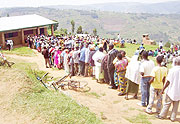 Gicumbi District residents taking part in elections for the Cell advisory council at Murama Cell. (Photo / A. Gahene)