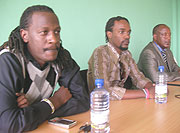 (L-R)  Tumayine, Christian and Joseph Bizima (Alphau2019s Dad) at the press conference.