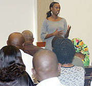 Mervelyn Brown tells her true life story recently in Kigali. (Photo / F. Goodman)