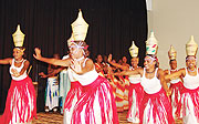 Young Rwandan ladies perform a cultural dance