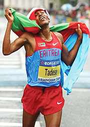 Eritreau2019s Tadese yesterday claimed his fourth consecutive World Half Marathon title