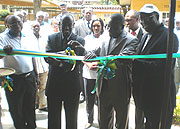 Health Minister Dr Richard Sezibera officially opening the mental health department at Kibuye hospital in the company of local leaders . (Photo/ S. Nkurunziza)