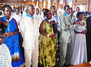 Some of the couples who celebrated their wedding anniversary at Rwamagana Catholic church. (Photo/ S. Rwembeho)