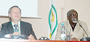 Ombudsman Tito Rutaremara(R) with his Swedish counterpart Mats Melin