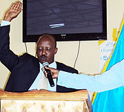 Anselme Majoro Rurangwa swearing in as new Gatsibo district mayor. (Photo / Dan Ngabonziza)