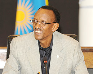 President Kagame at the press conference yesterday ( Photo Urugwiro Village)