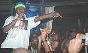 Alpha Rwirangira cheering his fans at a welcome concert that took place at B-Club over the weekend. (Photo/ F Goodman)