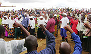 RPF supporters of Kabare sector in Kayonza District dance in excitement during a recent meeting. File photo