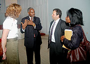 THIS IS THE WAY FORWARD: Education Minister Charles Murigande talks to partners at the 9th Educaton Sector Review meeting yesterday. (Photo/ J. Mbanda)