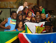 Housemates pose with American RnB singer Keri Hilson.