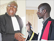 L-R : Jean De Dieu Momo from Cameroon. One of Gasasirau2019s defence lawyers;Prosecutor Faustin Munyamahoro (Photos/ E. Mutara)