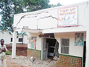 The building in which a vehicle rammed into and one person escaped death narrowly.