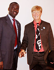 Minister of Natural Resources, Stanislas Kamanzi (L) with the Swedish