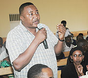 Gacuriro residents express their discontent before Gasabo Mayor Claudine Nyinawagaga (not in picture) in Yesterdayu2019s meeting. (Photo/ J. Mbanda)