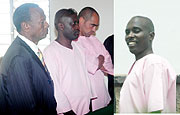 L-R: L-R: Munyanganizi Bikoro, Jean Bosco Bavakure and Luis Duenas Herrera in court. (Photo J Mbanda);IN THE DOCK: George Katurebe