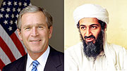 L-R : Fought terrorists: George-W-Bush;TERRORIST: osama bin-laden