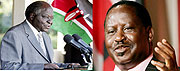 L-R : In charge - president Mwai Kibaki;A shot at 2012? - Raila Odinga.