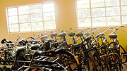 Impounded bicycles parked at Mukarange Sector offices.