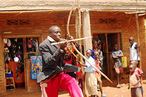 A self styled musician in Bugesera town entertains strangers all the day, only to spend his earnings at a bar.