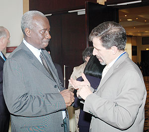 ICTR Prosecutor Bubacar Jallow listens to one of the participants at the colloquium yesterday. (Photo J. Mbanda)