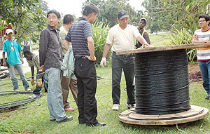 Fibre-optic cables being rolled out around Kigali city by Korea Telecom. ( File photo) 