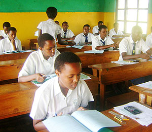 Candidates sit exams at one of the centres in Rwamagana district. (File photo)