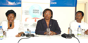 Therese Yeba UNFPA Resident Representative of  Rwanda, Minister of Gender and Family Promotion Jeane Du2019arc Mujawamaliya  and Barabas Yisa UNFPA Resident Representative of Eritrea