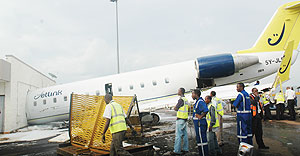 The first ever plane accident that occured at Kigali international Airport on Thursday. (Photo J Mbanda)