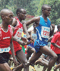 Dieudonne Disi (C) and Slyvain Rukundo (R) are Rwandau2019s top long and middle distance runners, both are based in Europe. (File photo)