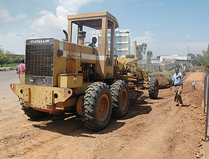a bulldozer at a raod construction site in Kigali (File photo)