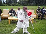 A nurse who had earlier on suffered from Polio calling upon parents to take their children for immunisation. (Photo: B. Mukombozi)