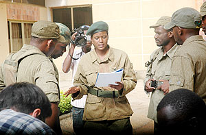 Miss Cassie Freeman (centre) giving instructions to the local film students at the scene.
