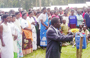 Residents of Rwambogo cell demonstrating how they maintain hygiene. (Photo: B. Mukombozi)