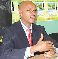 NOC Interim boss Aimable Bayingana addressing the general assembly yesterday. (Photo/ E. Goodman)