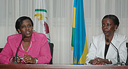 Ministers Rosemary Museminali and Louise Mushikiwabo at the press conference yesterday (Photo/  F. Goodman)
