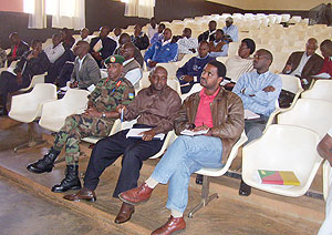 District leaders who turned up for a consultative meeting on Monday to discuss the introduction of a District community Radio. (Photo: A. Gahene)