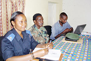 Captain Rose Urujeni, the Head of RDF-Gender desk (C) and other key partners at the GBV Workshop. (Photo: D. Sabiiti)