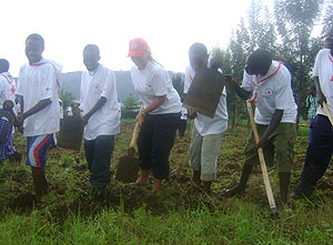 Sigri Stokke-Nelsen (Centre with cap) joins other orphans during the VOC Camp activities  . Photo G.Mugoya