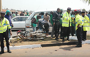 A scene of accident in Kigali City. Police has cautioned against wreckless driving as the festive season approaches