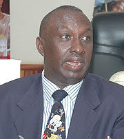 Assinapol Rwigara addressing the media at his office on Friday. (Photo/ F. Goodman )