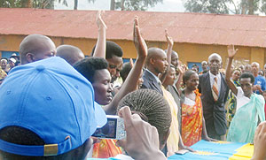 Couples take their vows at the camp last week. 
