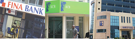(L-R) FINA Bank, Kenya Commercial Bank and Bank of Kigali  (File Photos)